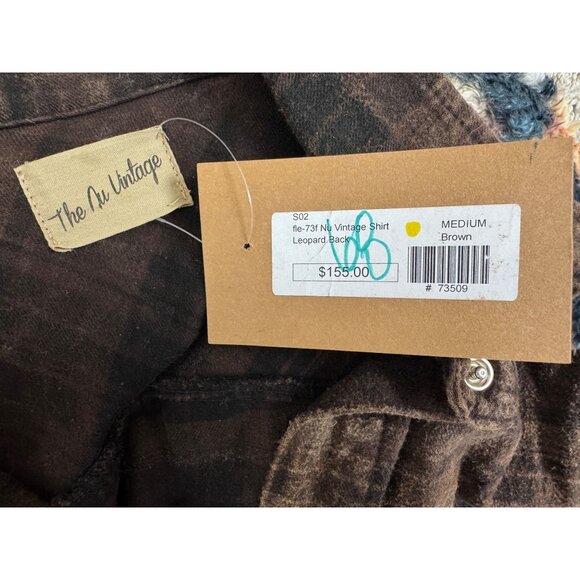 Size M NEW The Nu Vintage Plaid Animal Print Faux-Fur Pearl Snap Top‎ Shirt - Picture 9 of 9